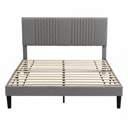 Artiss Double Bed Frame with Adjustable Headboard, Grey, 300kg Capacity