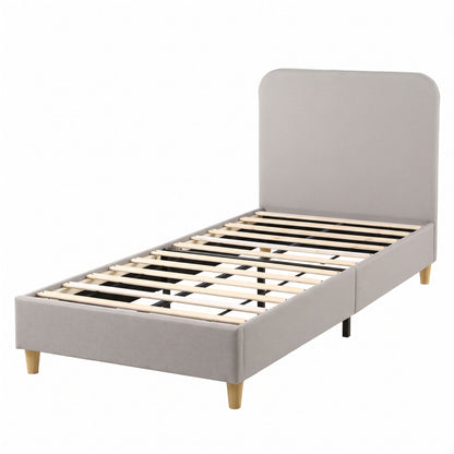 Artiss King Single Bed Frame with Headboard, Faux Linen Fabric Grey