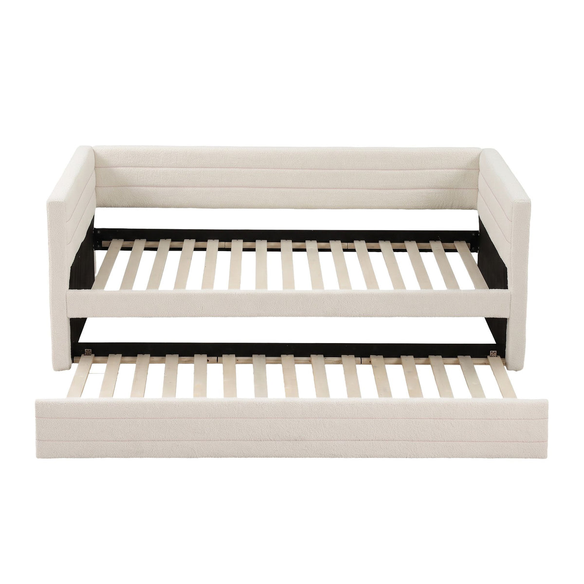 Artiss Single Daybed with Trundle, Boucle Upholstered Bed Frame Guest Bed
