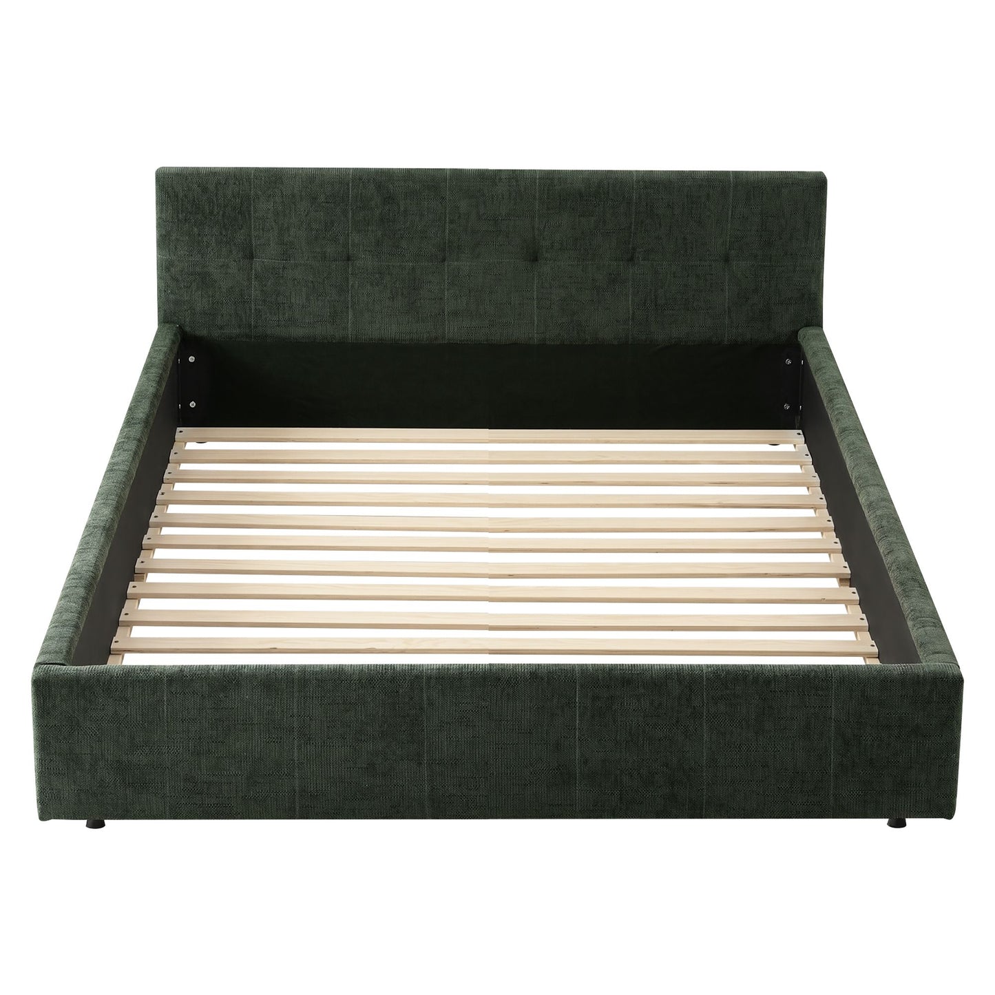 Artiss Double Bed Frame Chenille Heavy Duty Platform Base Green 300kg Support No Box Spring Needed