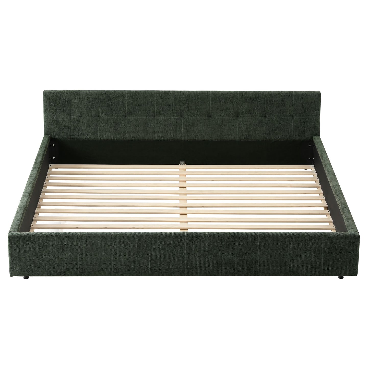 Artiss King Bed Frame Chenille Heavy Duty Platform Base Green 300kg Support No Box Spring Needed