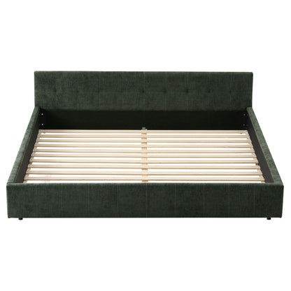 Artiss King Bed Frame Chenille Heavy Duty Platform Base Green 300kg Support No Box Spring Needed