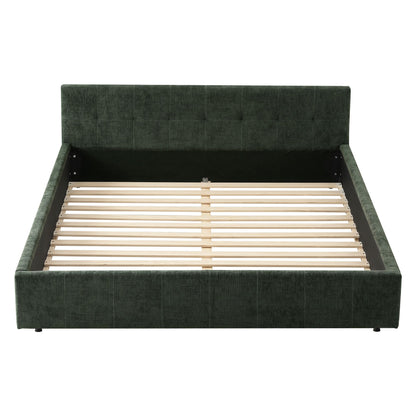 Artiss Queen Bed Frame Chenille Heavy Duty Platform Base Green 300kg Support No Box Spring Needed