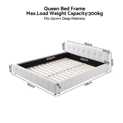 Artiss Queen Bed Frame with Charging, LED Lights & Tufted Headboard