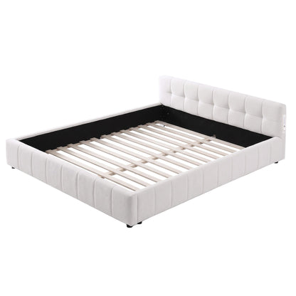 Artiss Queen Bed Frame with Charging, LED Lights & Tufted Headboard