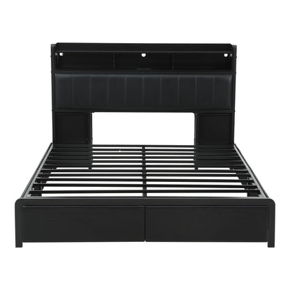 Artiss Queen Bed Frame with Storage Headboard, 2 Drawers, Charging Station& LED Light
