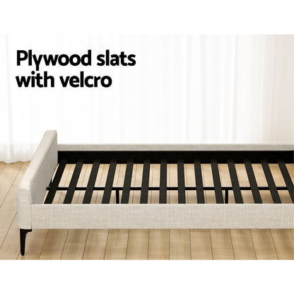 Artiss BedStory Queen Bed Frame with Mattress Set Platform Base Pocket Coil Linen Upholstered