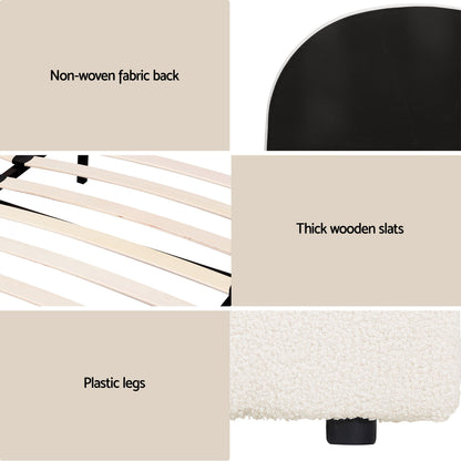 Artiss Queen Bed Frame with Storage and Bedside Table Set Boucle Fabric Gas Lift Bed Base 2-Drawer Nightstand