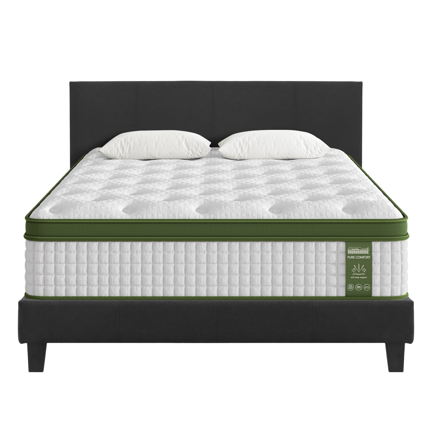 Artiss BedStory Queen Bed Frame Mattress Set Platform Upholstered Hybrid Pocket Coil