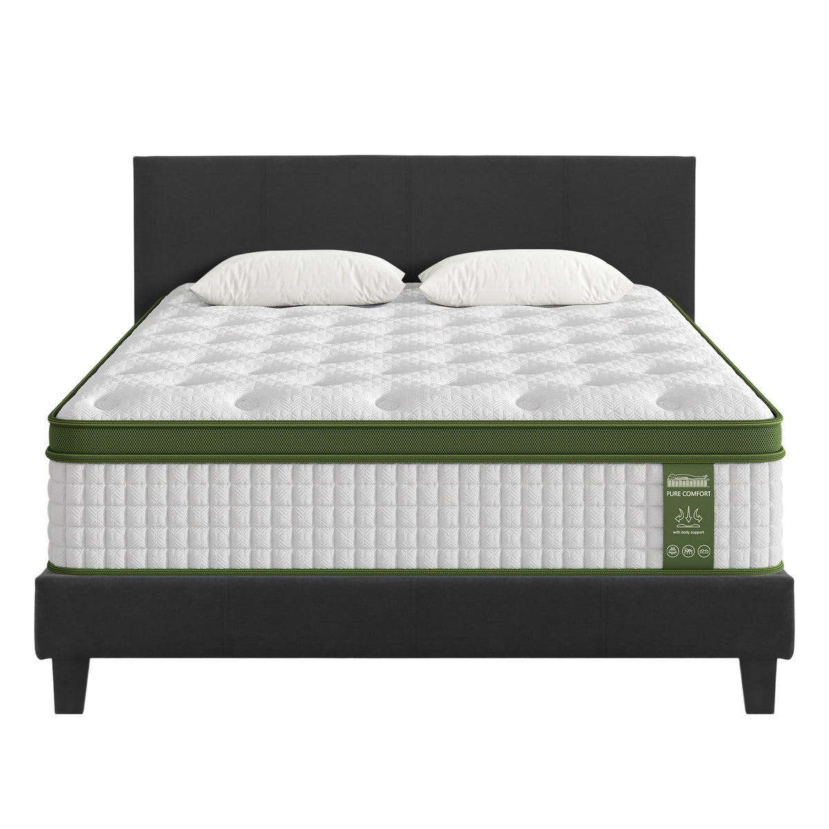 Artiss BedStory Queen Bed Frame Mattress Set Platform Upholstered Hybrid Pocket Coil