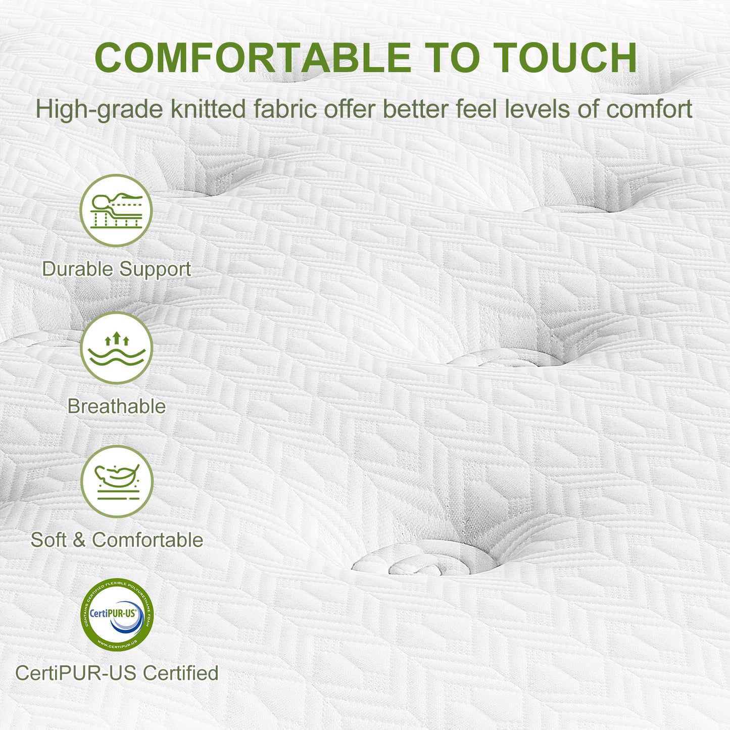 Artiss Double Bed Frame and BedStory Hybrid Mattress Bundle with Headboard White
