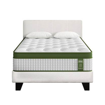 Artiss King Single Bed Set with BedStory Hybrid Mattress Upholstered Platform White Boucle Fabric