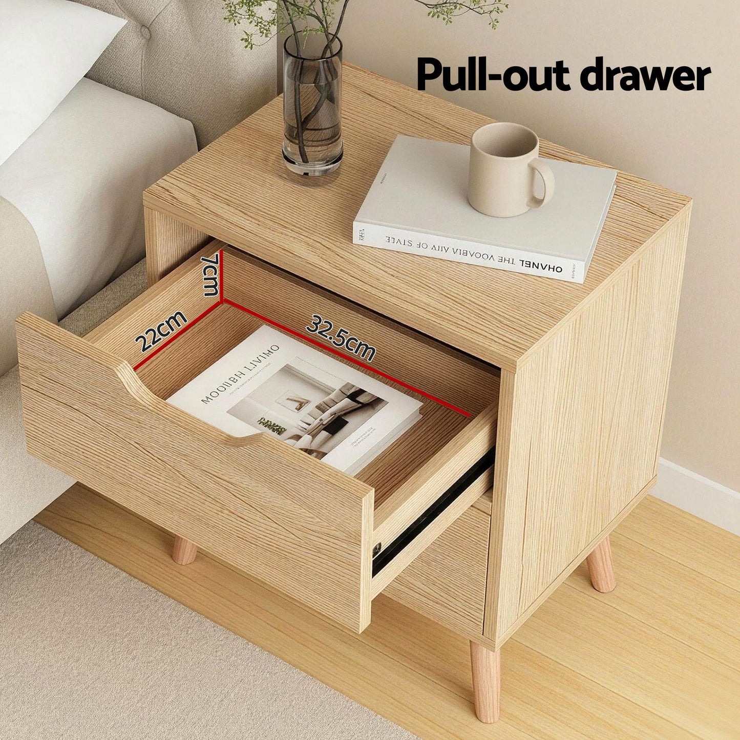 Artiss Double Bed Frame with Storage and Bedside Table Set Tufted Linen Gas Lift Bed Base and 2-Drawer Nightstand
