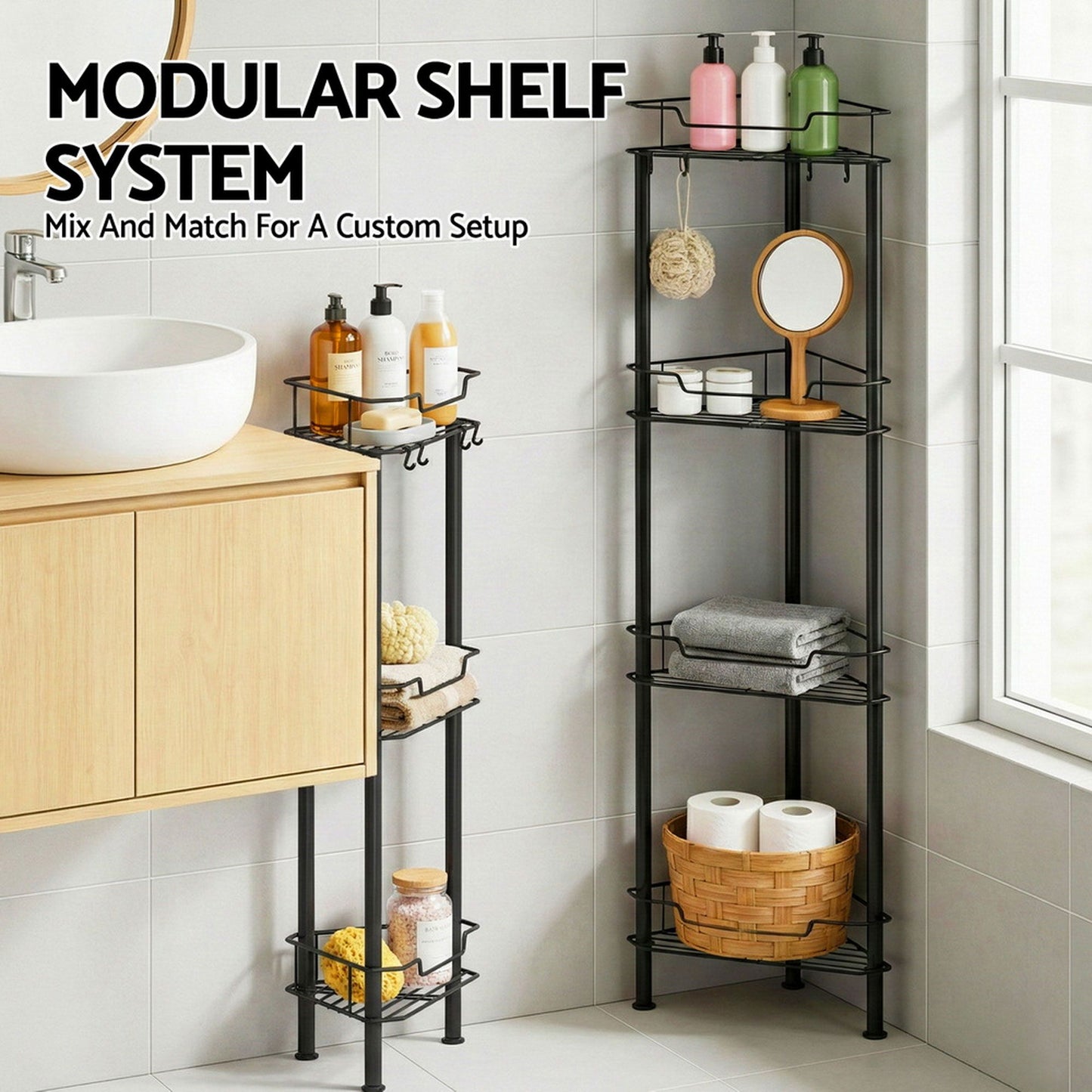 Artiss 2x Floor Standing Shower Caddy 4 Tier Rustproof Bathroom Storage