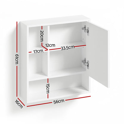 Cefito Bathroom Mirror Cabinet Mirrored Medicine Adjustable Shelf Wall Mounted 560mm White