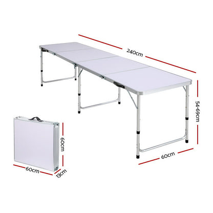 Weisshorn Folding Camping Table 240CM Portable Outdoor Picnic BBQ Aluminium Desk
