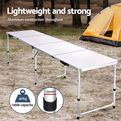 Weisshorn Folding Camping Table 240CM Portable Outdoor Picnic BBQ Aluminium Desk