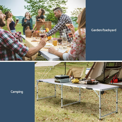 Weisshorn Folding Camping Table 240CM Portable Outdoor Picnic BBQ Aluminium Desk