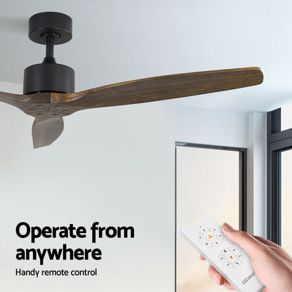 Devanti 52'' Ceiling Fan AC Motor 3 Blades w/Remote - Dark Wood