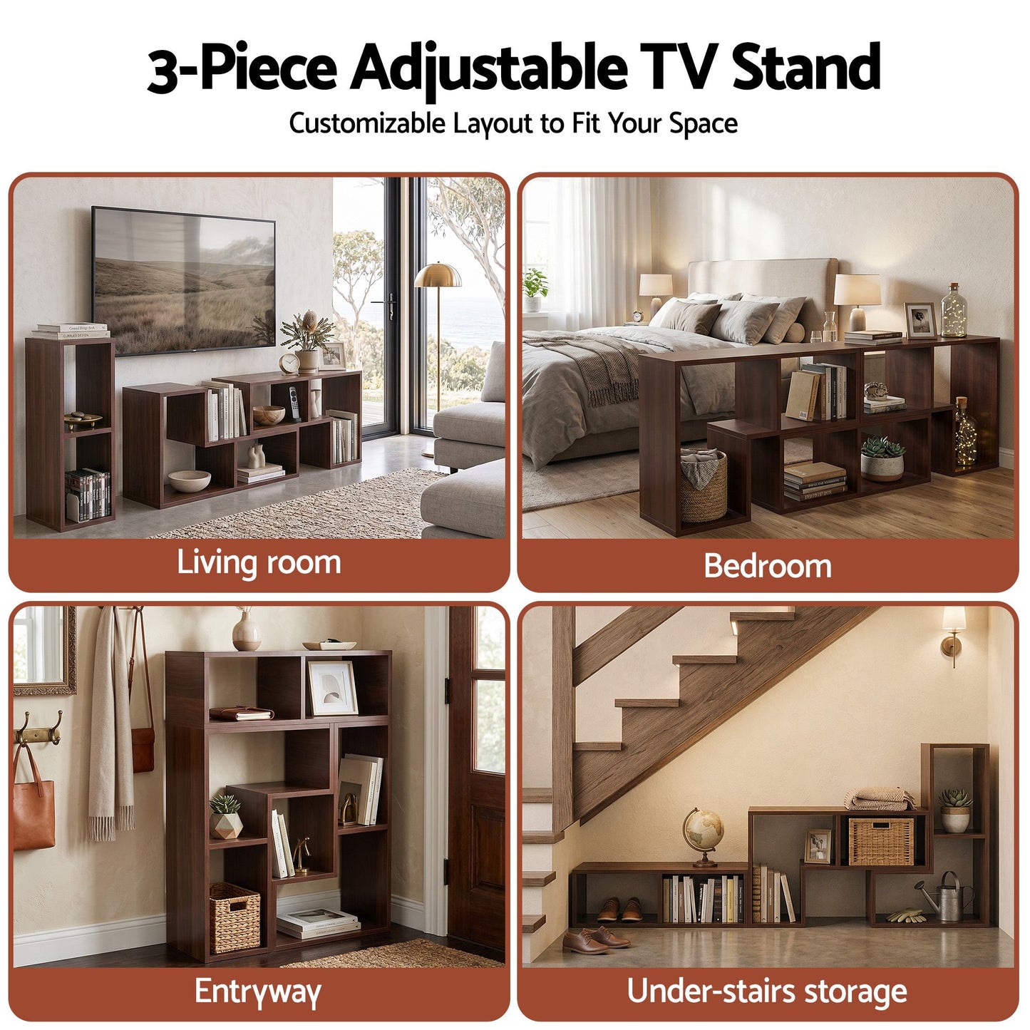 Artiss Modular TV Stand 3 Piece Entertainment Unit Adjustable Bookcase Shelf