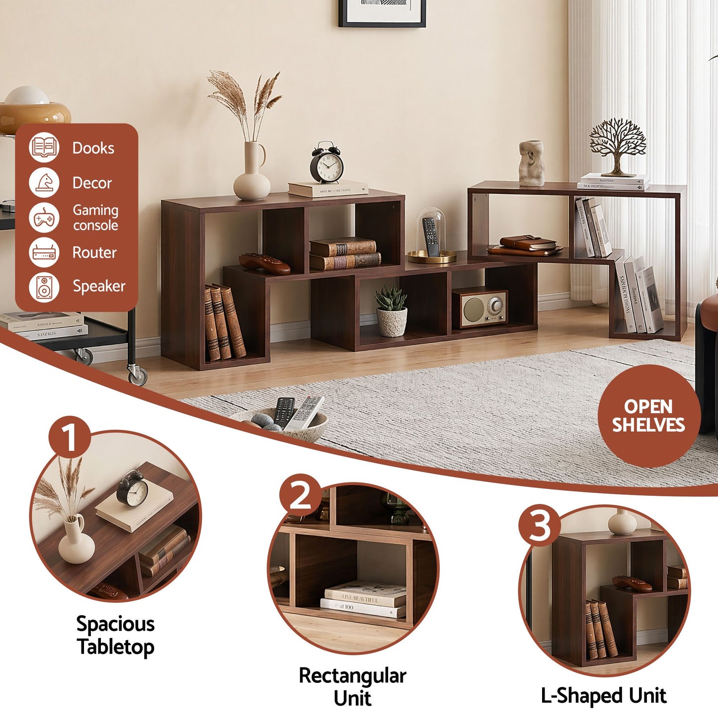 Artiss Modular TV Stand 3 Piece Entertainment Unit Adjustable Bookcase Shelf