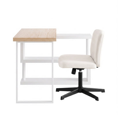 Artiss Office Desk & Chair Set 140cm Computer Desk with Rotatable Bookshelf & Criss Cross Office Chair Armless Swivel Chair, Home Office Study Workstation Furniture