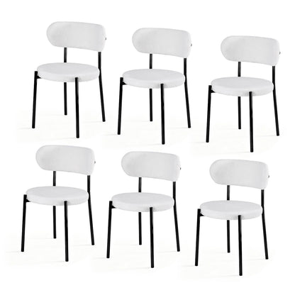 Artiss Dining Chairs Set of 6 Sherpa Boucle White