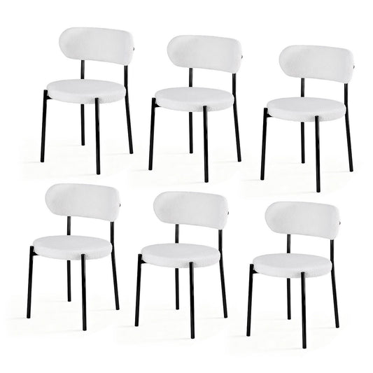 Artiss Dining Chairs Set of 6 Sherpa Boucle White