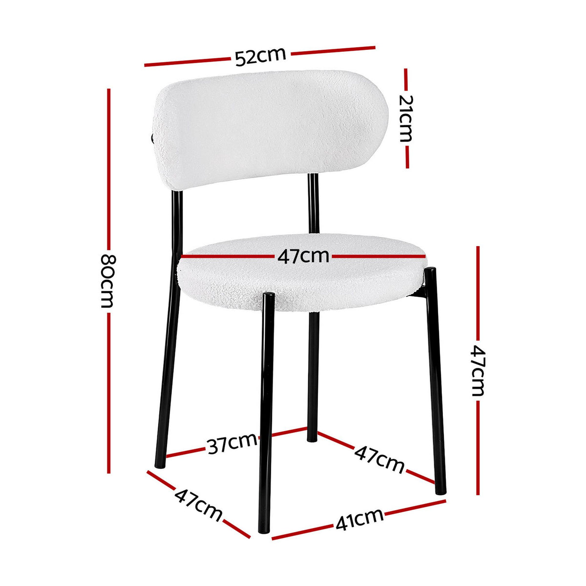 Artiss Dining Chairs Set of 6 Sherpa Boucle White