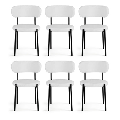 Artiss Dining Chairs Set of 6 Sherpa Boucle White