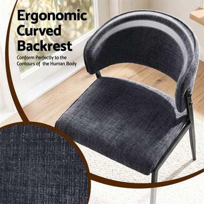 Artiss Dining Chairs Set of 4 Linen Fabric Soft Upholstered Chairs Charcoal