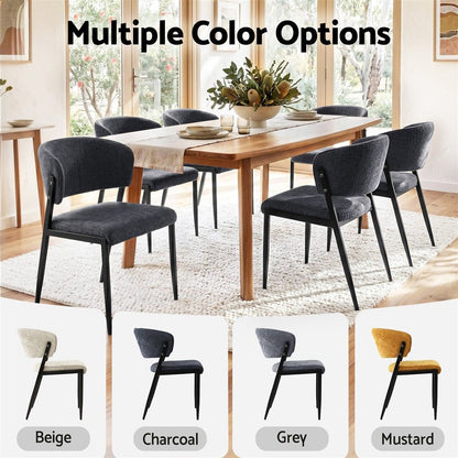 Artiss Dining Chairs Set of 4 Linen Fabric Soft Upholstered Chairs Charcoal