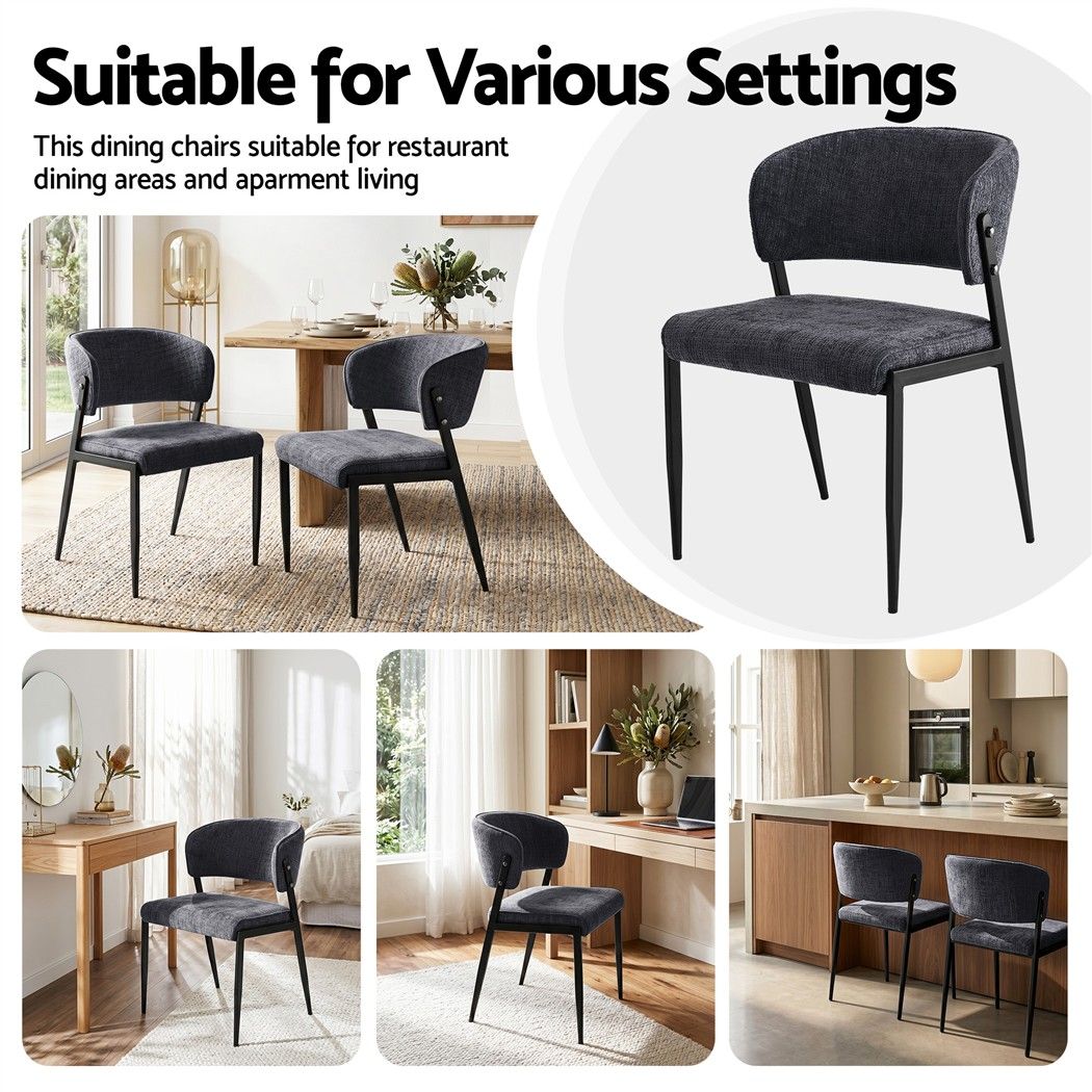 Artiss Dining Chairs Set of 4 Linen Fabric Soft Upholstered Chairs Charcoal