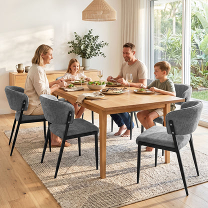 Artiss Dining Chairs Set of 6 Linen Fabric Soft Upholstered Chairs Grey
