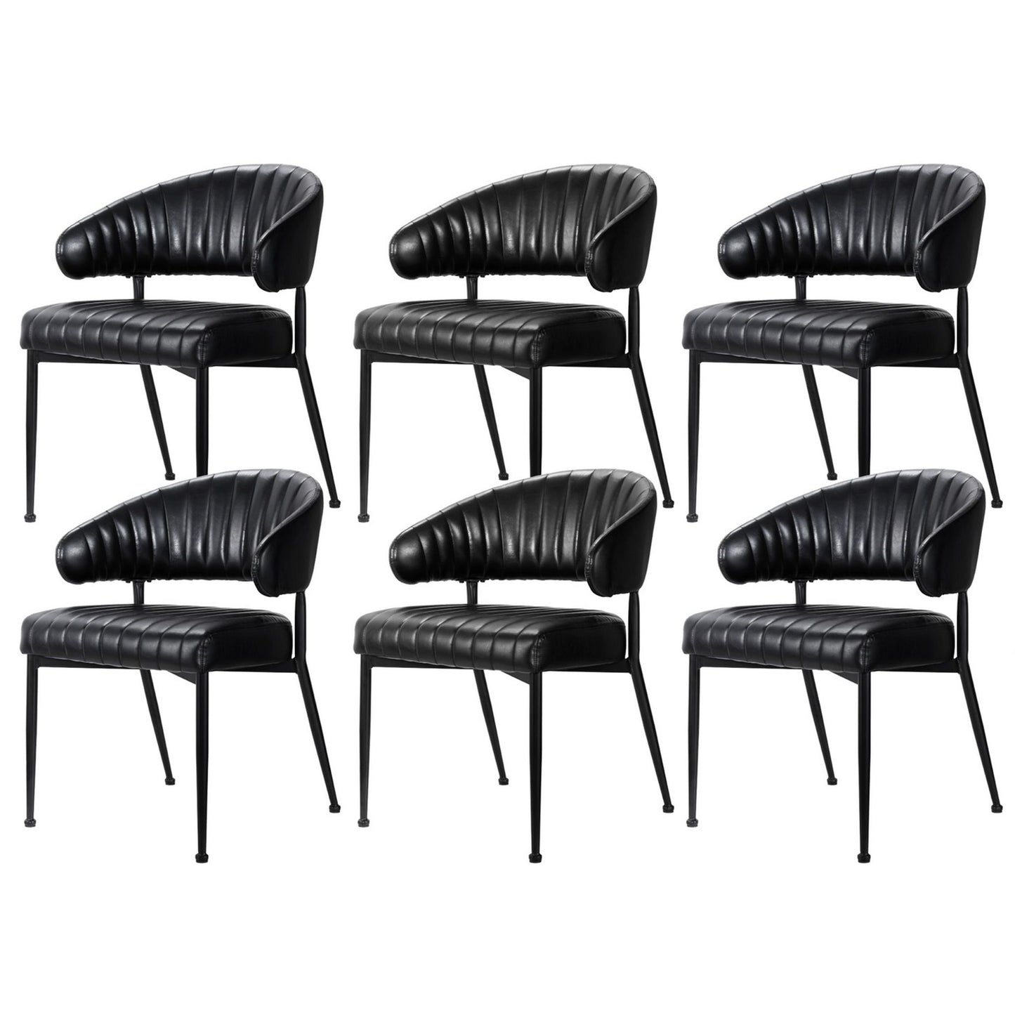 Artiss Dining Chairs Set of 6 Leather Hollow Armchair Black