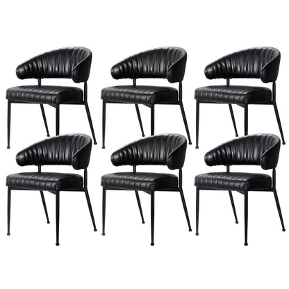 Artiss Dining Chairs Set of 6 Leather Hollow Armchair Black