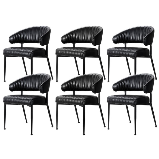 Artiss Dining Chairs Set of 6 Leather Hollow Armchair Black