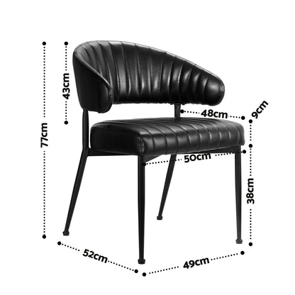 Artiss Dining Chairs Set of 6 Leather Hollow Armchair Black