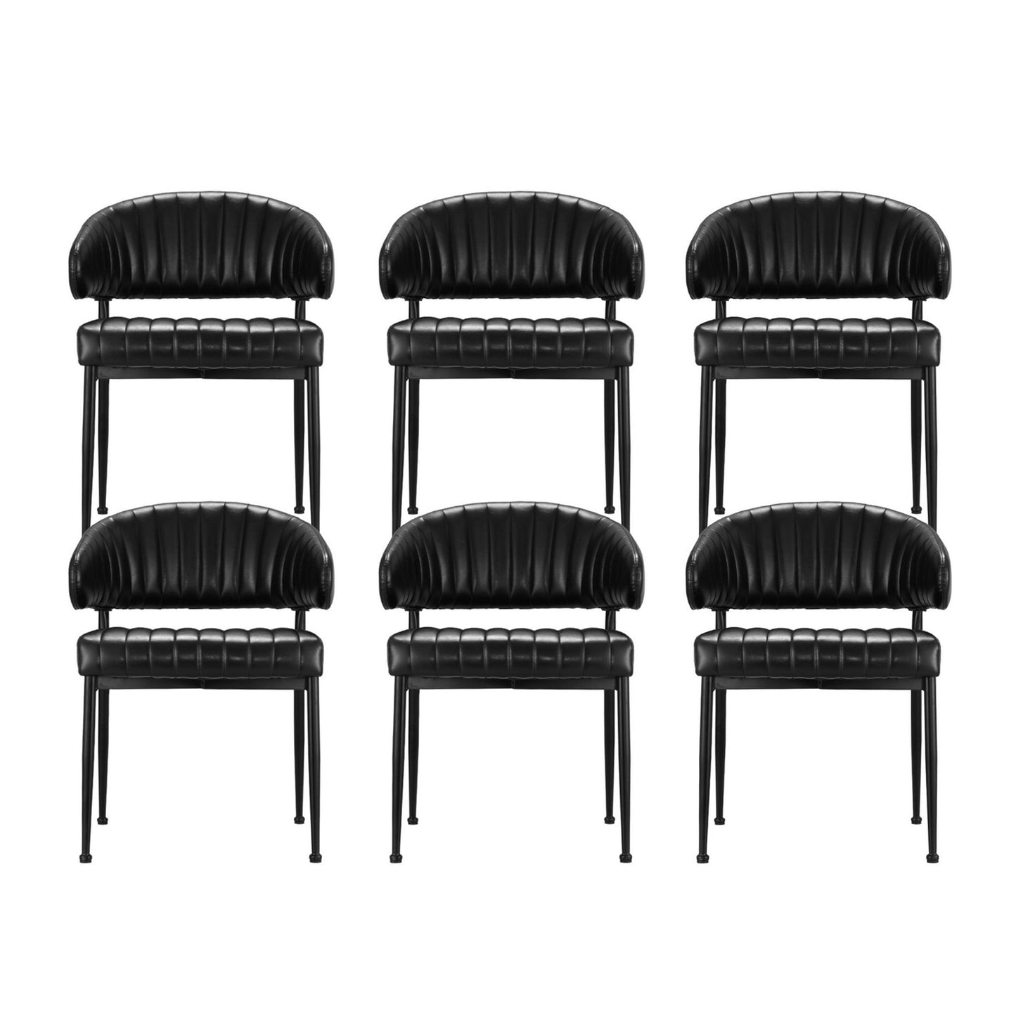 Artiss Dining Chairs Set of 6 Leather Hollow Armchair Black