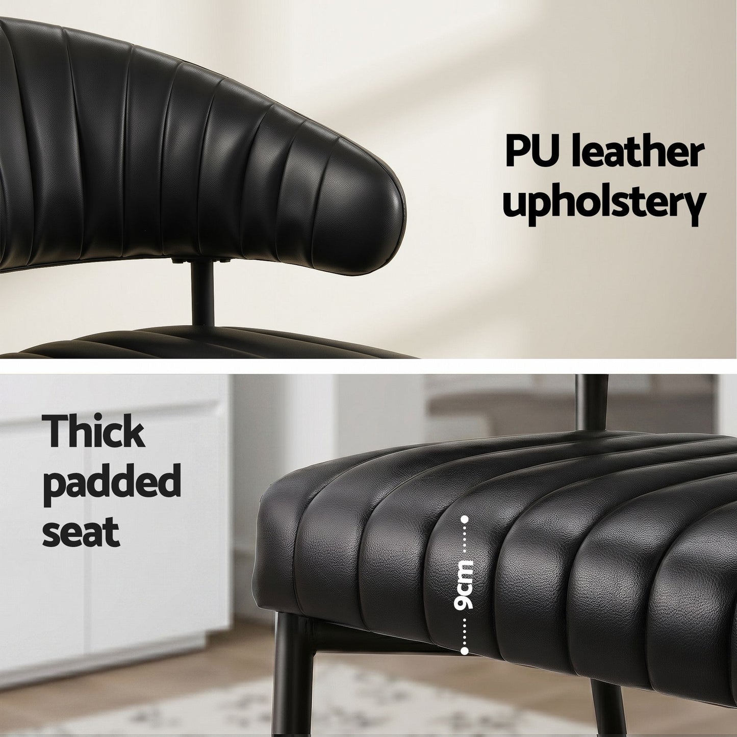 Artiss Dining Chairs Set of 6 Leather Hollow Armchair Black