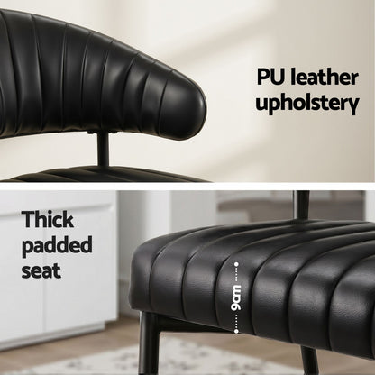 Artiss Dining Chairs Set of 6 Leather Hollow Armchair Black