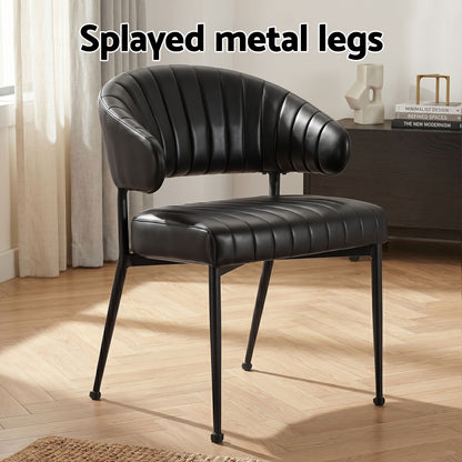 Artiss Dining Chairs Set of 6 Leather Hollow Armchair Black