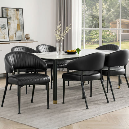 Artiss Dining Chairs Set of 6 Leather Hollow Armchair Black