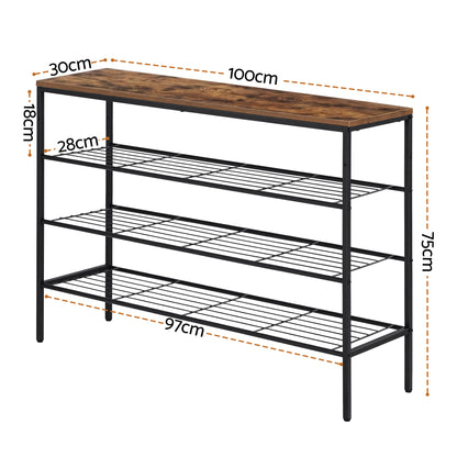 Artiss Shoe Rack 4 tier Storage Organiser Walnut