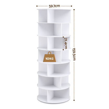 Artiss 7 Tier 360° Rotating Shoe Rack Storage Display Shelf White