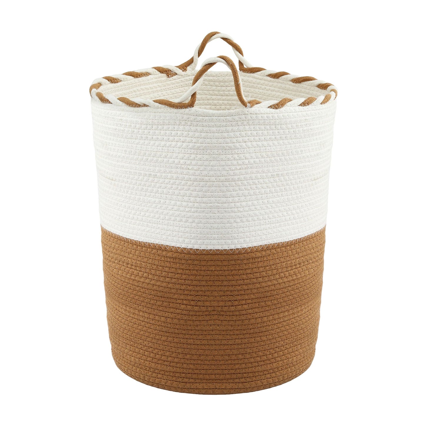 Artiss Woven Laundry Basket with handles Foldable White & Brown