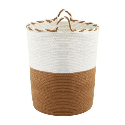 Artiss Woven Laundry Basket with handles Foldable White & Brown