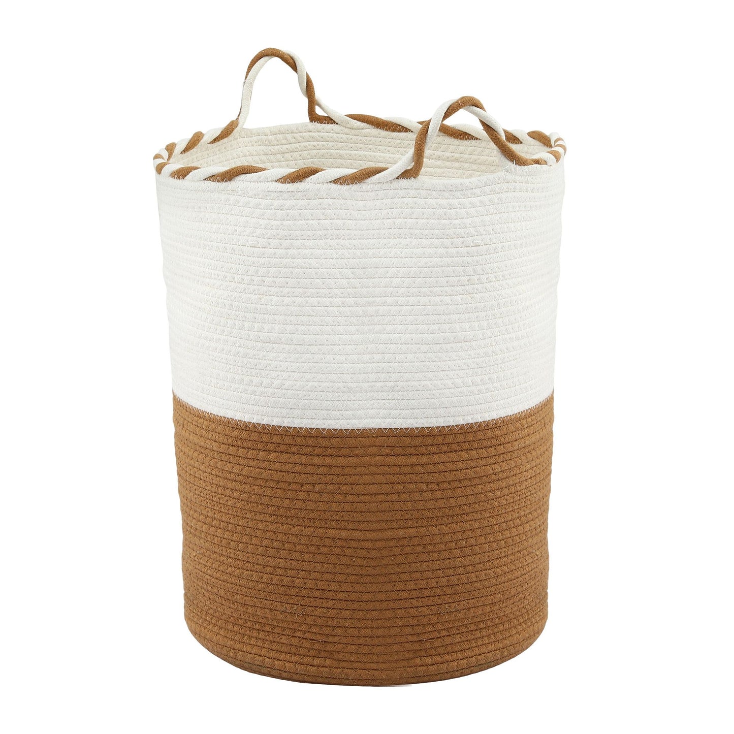 Artiss Woven Laundry Basket with handles Foldable White & Brown