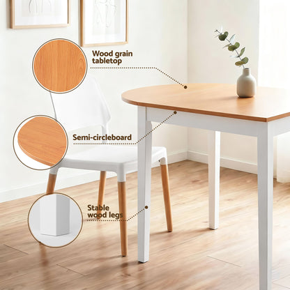 Artiss Dining Table and Chairs Set 5PCS, 75-110cm Drop-Leaf Table, with 4 Dining Chairs White Wooden, 4 Seater Dining Table Set for Kitchen, Apartment, Café