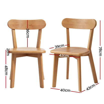 1 Artiss Dining Table and 4 Chairs Set Natural Timber